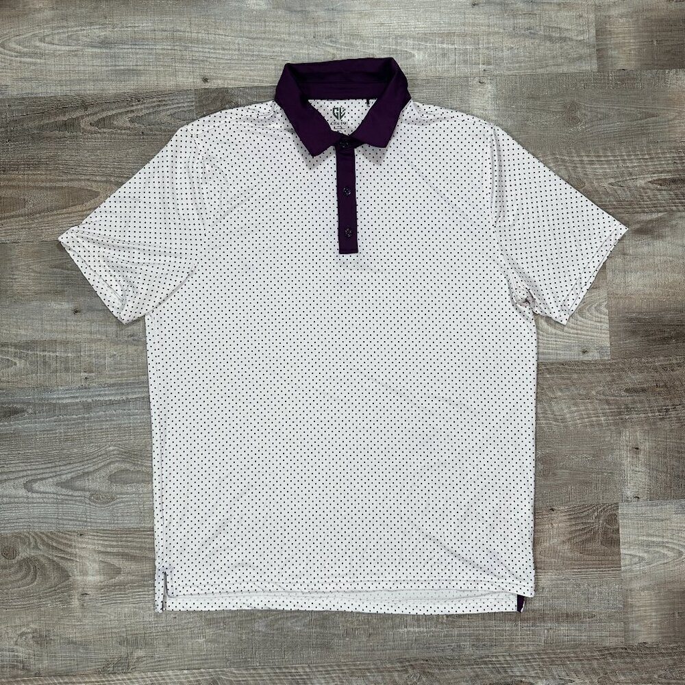 Graham Luxe Golf Polo Shirt Men’s XL White/Burgundy Short Sleeve Performance - Picture 2 of 11